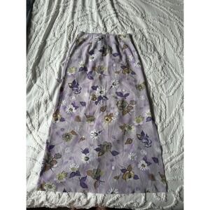 Y2K Lavender Cottagecore Slit Vintage 90s Pastel Floral Maxi Skirt  Size 9/10